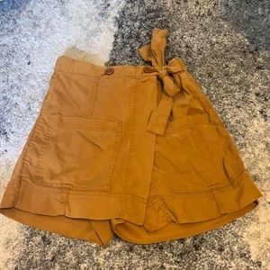 Anthropologie yellow utility skort